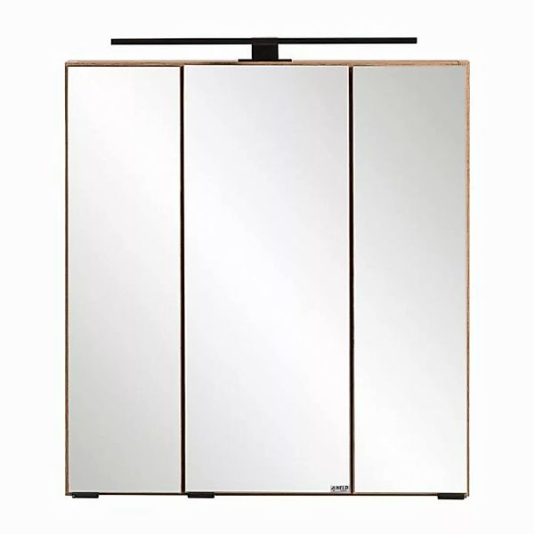 Lomadox Spiegelschrank MARLING-03 60 cm mit LED-Aufbauleuchte in Wotan Eich günstig online kaufen