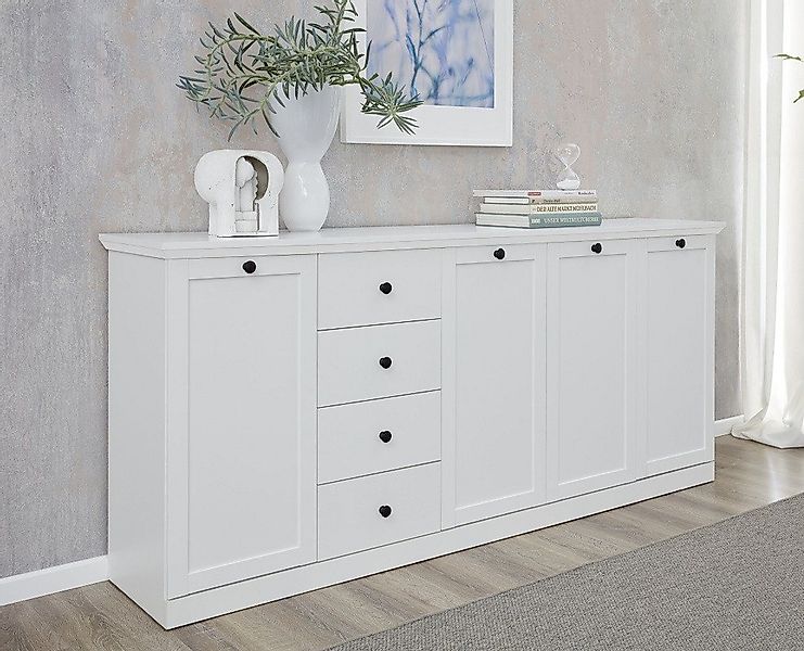 trendteam Sideboard Sideboard Kommode Baxter 195 cm, Landhausstil, weiß günstig online kaufen