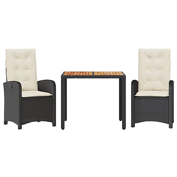 vidaXL 3-Tlg Garten-Essgruppe mit Kissen Schwarz Poly Rattan 3212221 günstig online kaufen