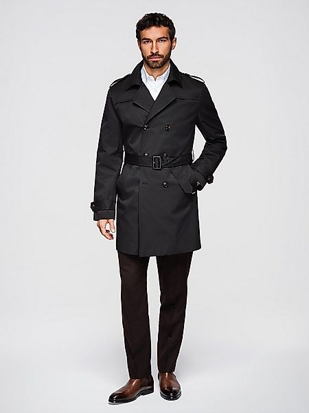 OMBRE Trenchcoat Herren Trenchcoat Slim Fit mit Gürtel Elegant Schwarz XL ( günstig online kaufen