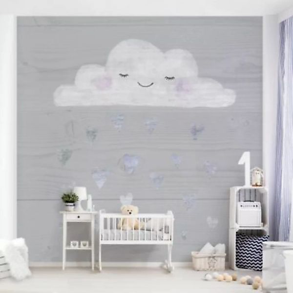 Bilderwelten Kindertapete Wolke mit silbernen Herzen Gr. 336 x 336 günstig online kaufen