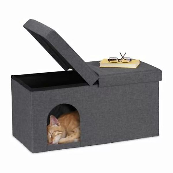 relaxdays Katzenhöhle in Grau mit Deckel dunkelgrau günstig online kaufen