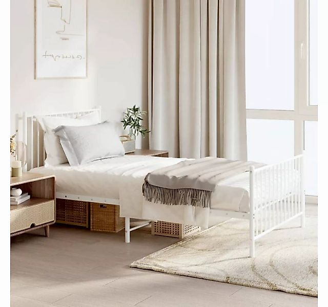 furnicato Bett Bettgestell mit Kopf- und Fußteil Metall Weiß 100x190 cm günstig online kaufen