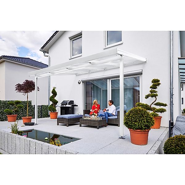 Gutta Terrassenüberdachung Premium 4.102 mm x 3.060 mm Weiß PC Weiß Gestrei günstig online kaufen