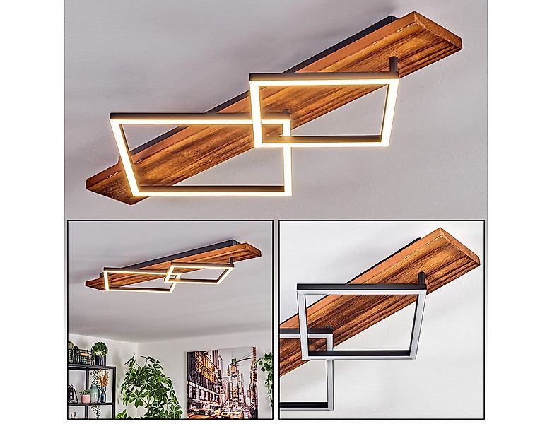 hofstein Deckenleuchte Deckenlampe aus Metall/Holz/Kunststoff in Dunkelbrau günstig online kaufen