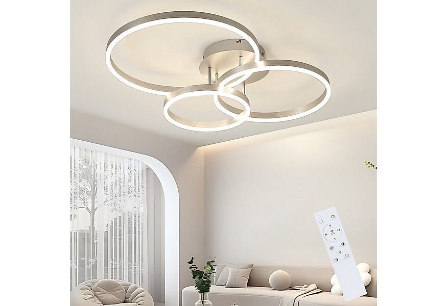 Nettlife LED Deckenleuchte Dimmbar Modern 3 Ring 82CM 74W Deckenlampe Schla günstig online kaufen