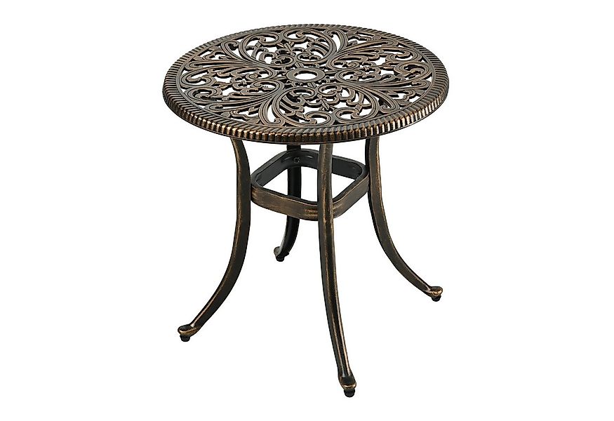 relaxdays Gartentisch Runder Gartentisch mit Schirmloch, Schwarz-Bronze günstig online kaufen