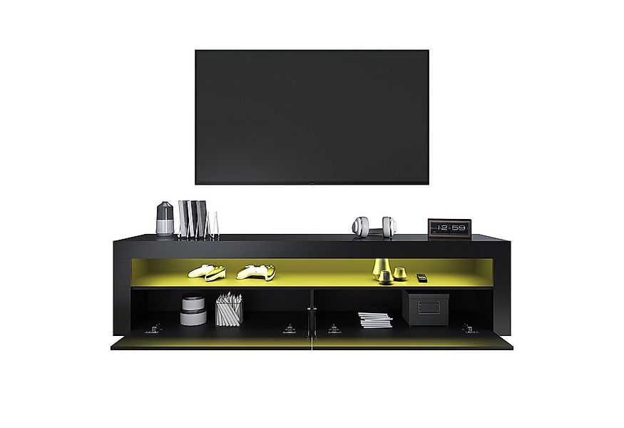 SONNI TV-Schrank TV-Schränke mit LED Beleuchtung Weiß/schwarz 120/160/180 c günstig online kaufen