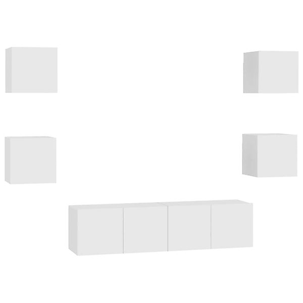 vidaXL 6-Tlg TV-Schrank-Set Weiß Holzwerkstoff 3078660 günstig online kaufen