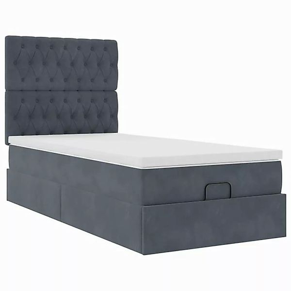 vidaXL Bett Ottoman-Bett mit Matratzen Dunkelgrau 80x200 cm Samt günstig online kaufen