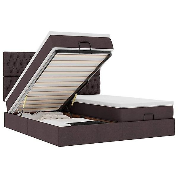 vidaXL Bett Ottoman-Bett mit Matratzen & LEDs Dunkelbraun 200x200 cm Stoff günstig online kaufen