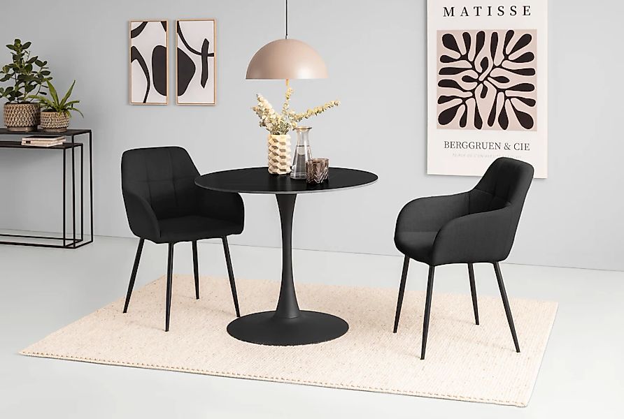 HELA Essgruppe "MOSEL" 3 Stk. tlg. Tisch 90x75 cm, Platte rund, gesinterter günstig online kaufen