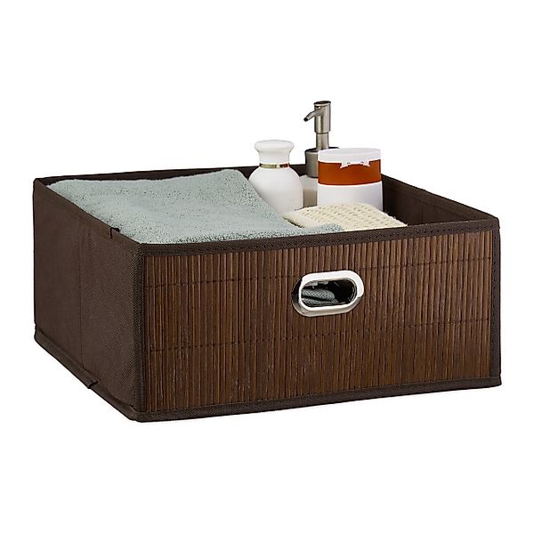 relaxdays Aufbewahrungskorb Bambus flach, Braun günstig online kaufen
