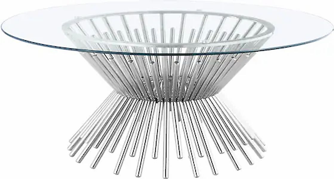Leonique Couchtisch »Monty«, Couchtisch, rund, Glas, Chromgestell, Sicherhe günstig online kaufen