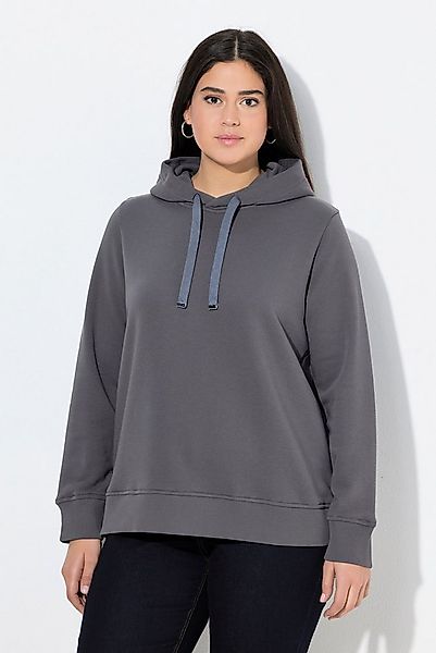 Ulla Popken Sweatshirt Hoodie Rippbündchen Kapuze Langarm günstig online kaufen