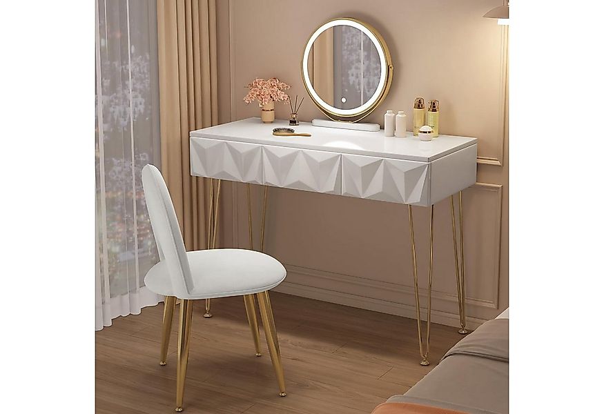 EUGAD Schminktisch (1-St), mit Beleuchtung, 360° drehbarem Spiegel und Schu günstig online kaufen