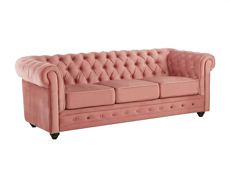 Sofa 3-Sitzer - Samt - Rosa - CHESTERFIELD günstig online kaufen