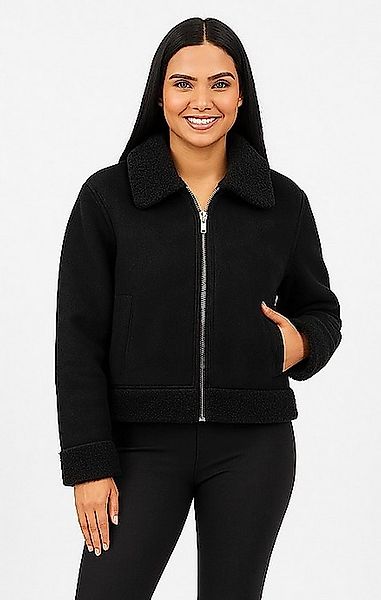 Worldclassca Lederimitatjacke Worldclassca Kunstwildleder Teddy Jacke Warm günstig online kaufen