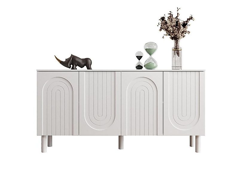FUFU&GAGA Sideboard mit 5 Massivholzbeinen, Weiß günstig online kaufen
