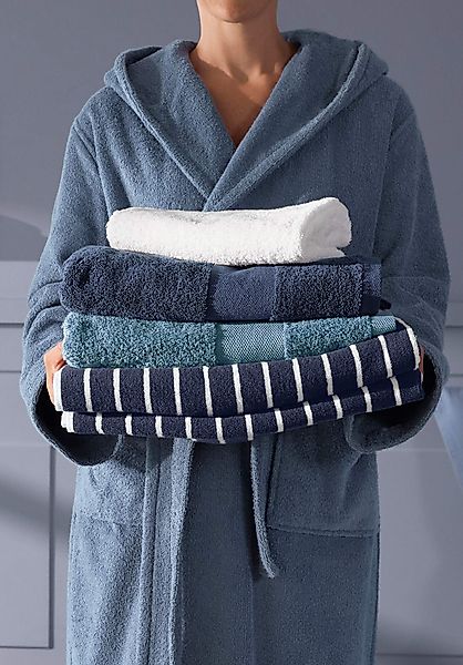 hessnatur Frottier Handtuch aus Bio-Baumwolle - blau - Größe 100x180 cm günstig online kaufen