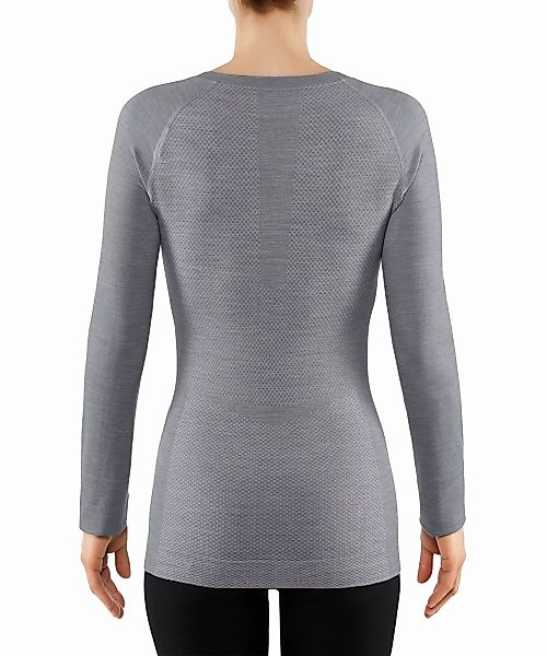 FALKE Damen Langarmshirt Wool-Tech Light, XL, Grau, Uni, Schurwolle, 33463- günstig online kaufen