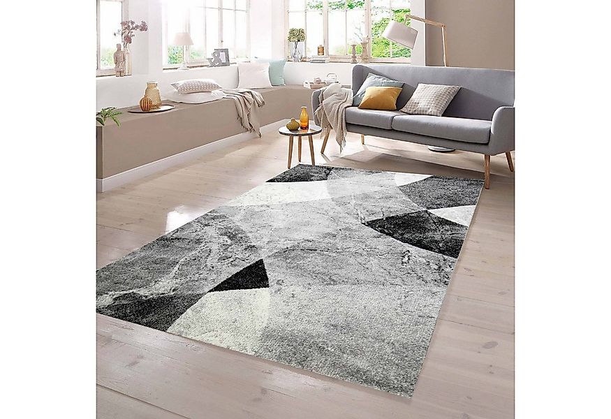 TeppichHome24 Teppich Teppich Rauten Design schwarz grau, rechteckig günstig online kaufen