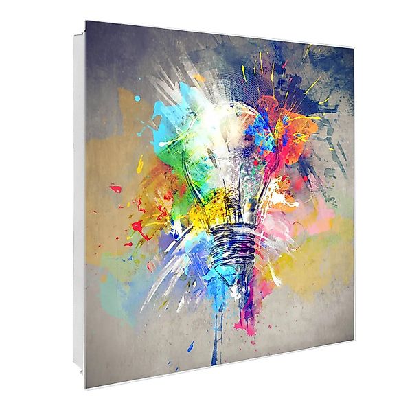 Banjado Großer Schlüsselkasten Glas 30x30cm Weiß Scharnier Links 50 Haken B günstig online kaufen