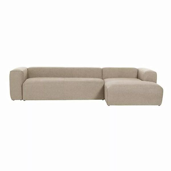 Natur24 Sofa Sofa Blok 3-Sitzer mit Longchair rechts beige 330cm Couch günstig online kaufen