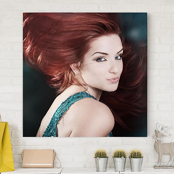 Leinwandbild Portrait - Quadrat Redhaired Beauty günstig online kaufen