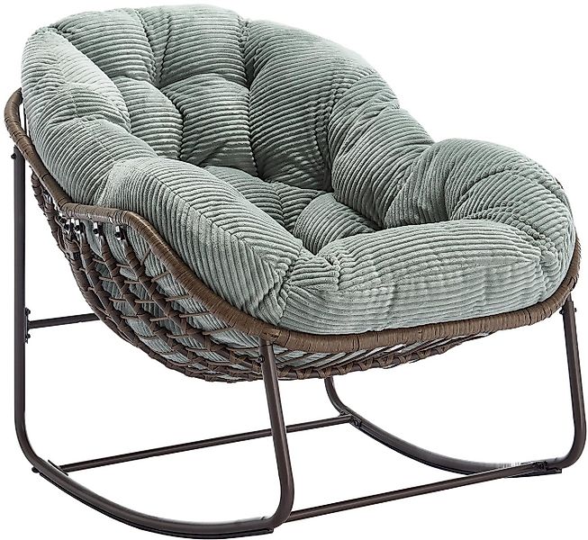 LVHOM Schaukelstuhl mit gepolstertem Kissen, Rattanstuhl mit Stahlrahmen, L günstig online kaufen