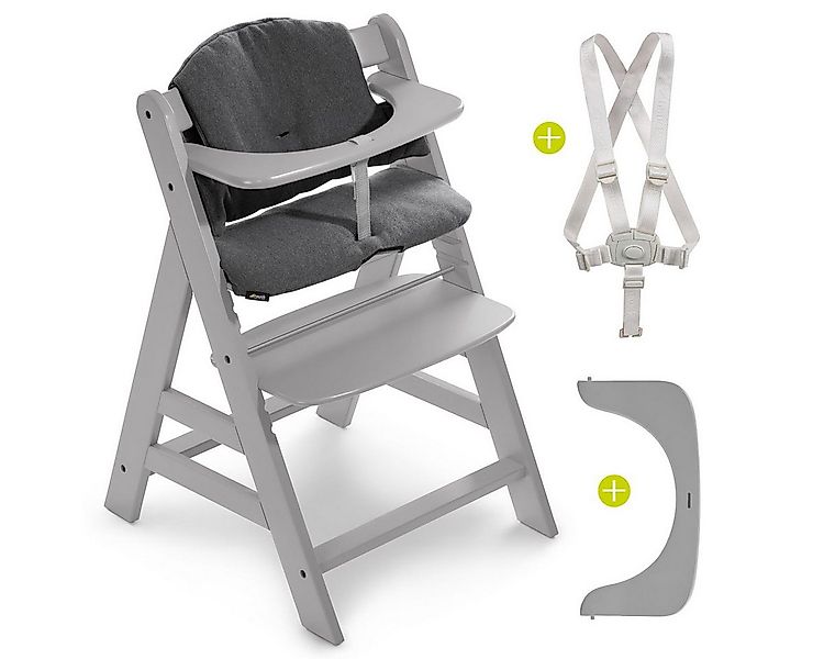 Hauck Hochstuhl Alpha Plus Grey (Set), Mitwachsender Holz Baby Kinderhochst günstig online kaufen