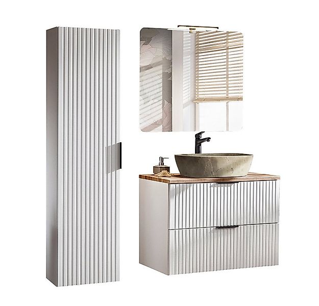 Lomadox Badmöbel-Set ADELAIDE-56-WHITE, (Spar-Set, 3-St), matt weiß LED-Spi günstig online kaufen