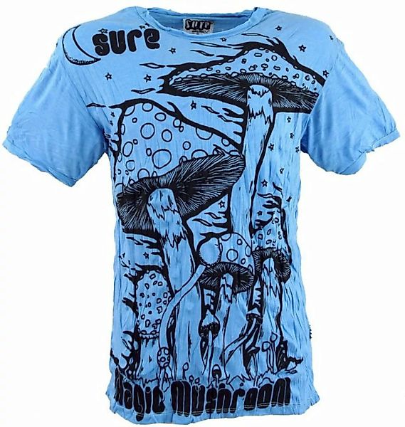 Guru-Shop T-Shirt Sure Herren T-Shirt Magic Mushroom - hellblau Goa Style, günstig online kaufen