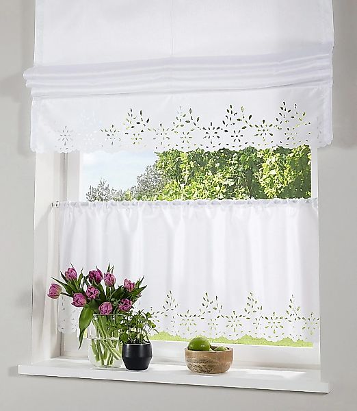 Home affaire Scheibengardine "Neapel" Stangendurchzug 1 Stk. tlg. halbtrans günstig online kaufen
