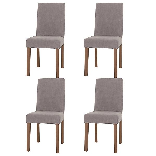 MCW Esszimmerstuhl Littau Chenille 4er-Set Hellgrau Naturfarbene Beine günstig online kaufen