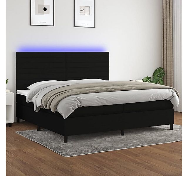 vidaXL Boxspringbett Boxspringbett mit Matratze LED Schwarz 200x200 cm Stof günstig online kaufen