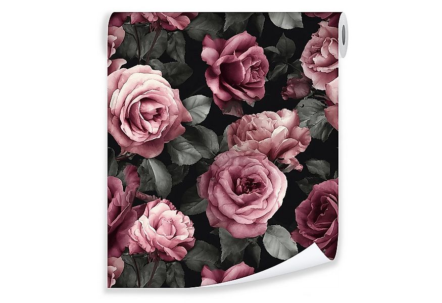 Wallarena Vliestapete Rosa Rosen Blätter Natur Wohnzimmer Schlafzimmer Tape günstig online kaufen