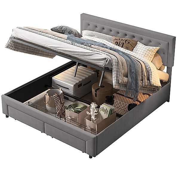 FUROKOY Polsterbett Boxspringbett Hydraulisches Doppelbett (Set, günstig online kaufen