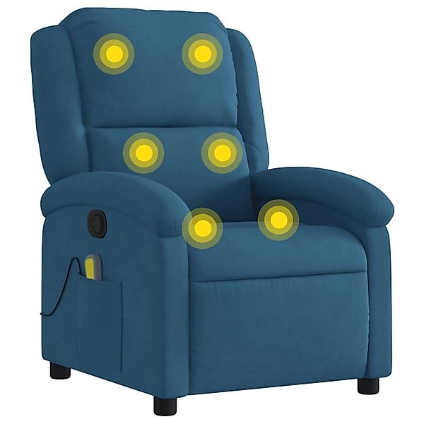 vidaXL Sessel Massagesessel Blau Samt (1-St) günstig online kaufen