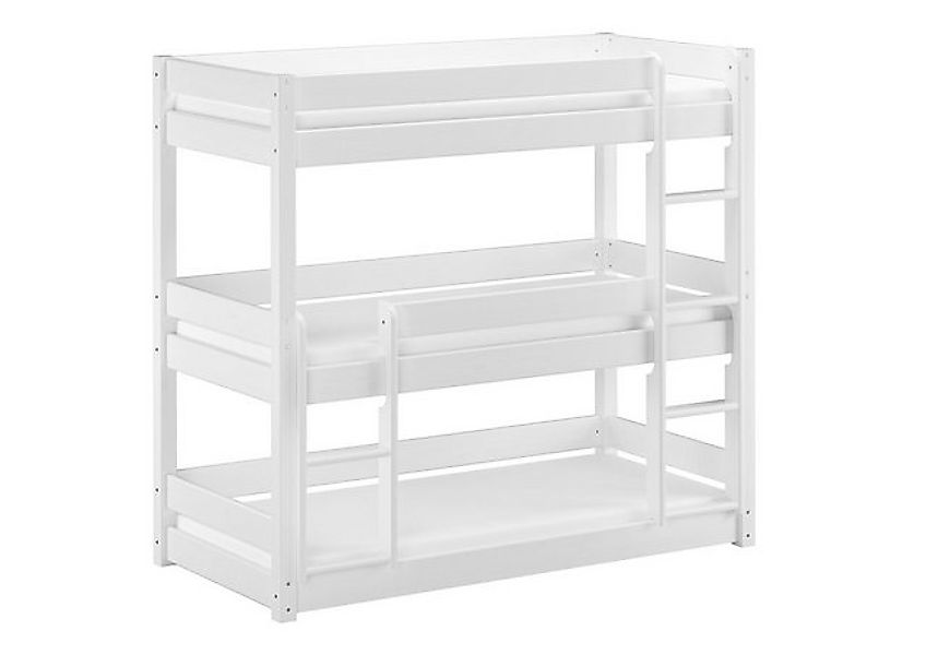 ERST-HOLZ Etagenbett Schmales Etagenbett 3 Personen Kiefer Weiß 80 x 200 günstig online kaufen