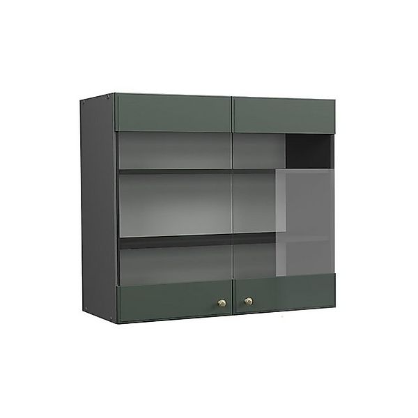Vicco Küchenglasschrank Fame-Line Glashängeschrank Grün-Gold Landhaus/Anthr günstig online kaufen