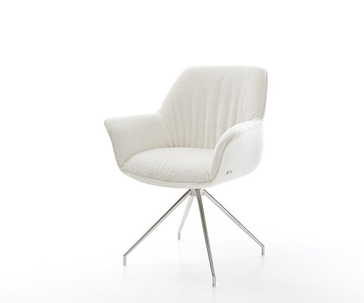 Esszimmerstuhl Keila-Flex mit Armlehnen Bouclé Soft Beige Kreuzgestell koni günstig online kaufen