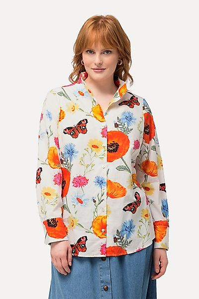 Ulla Popken Longbluse Bluse Blüten Schmetterlinge günstig online kaufen