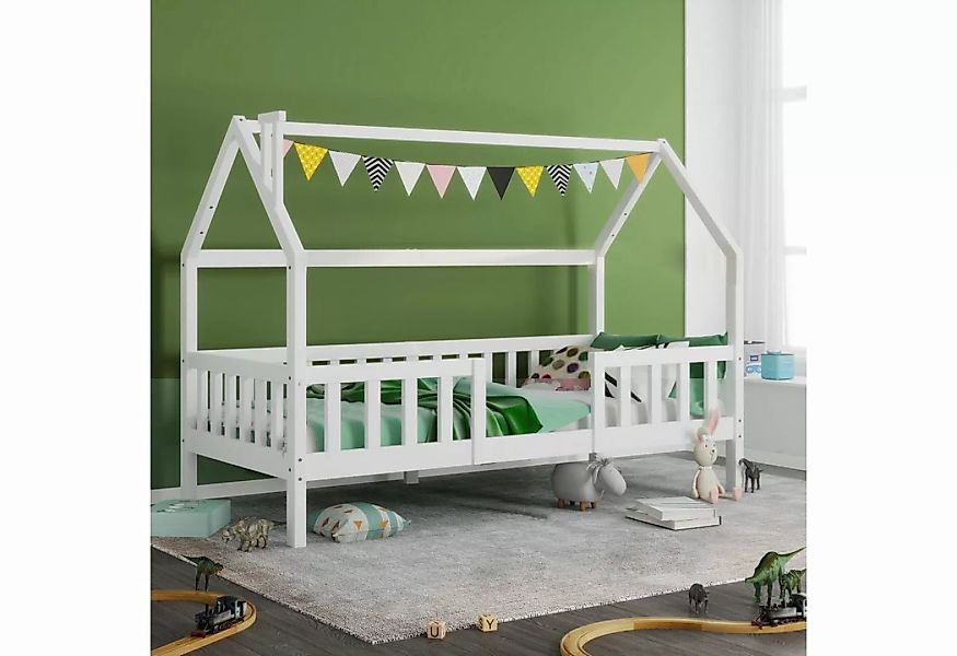 Sweiko Kinderbett, Hausbett mit Schornstein und Rausfallschutz, 90*200cm günstig online kaufen
