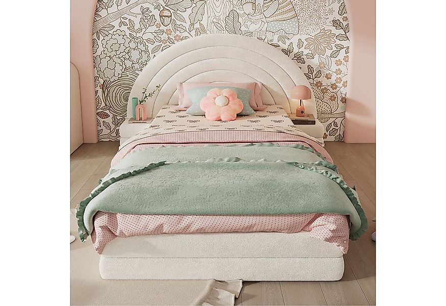 REDOM Polsterbett mit Seitentischen, Vliesimitat (Bequemes Regenbogen-Kinde günstig online kaufen