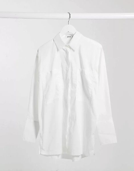Missguided – Oversize-Popelinehemd in Weiß günstig online kaufen