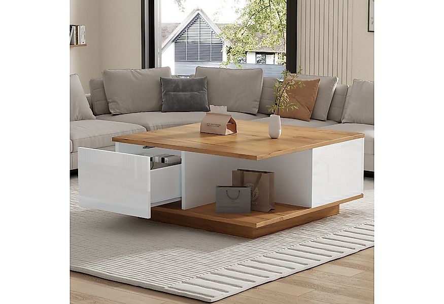 STILVORA Couchtisch mit offenem Stauraum,Beistelltisch Kaffeetisch mit 3 Sc günstig online kaufen