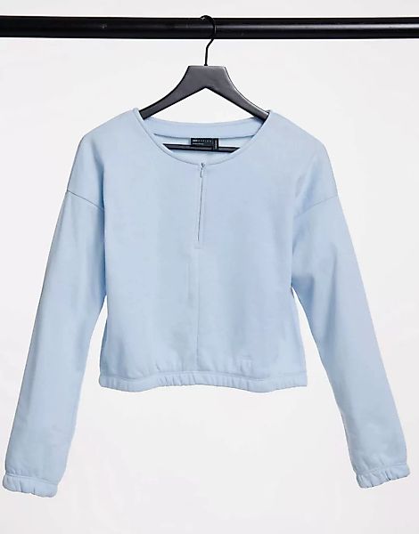 ASOS DESIGN – Kurzes Freizeit-Sweatshirt mit Reißverschluss in Blau, Kombit günstig online kaufen