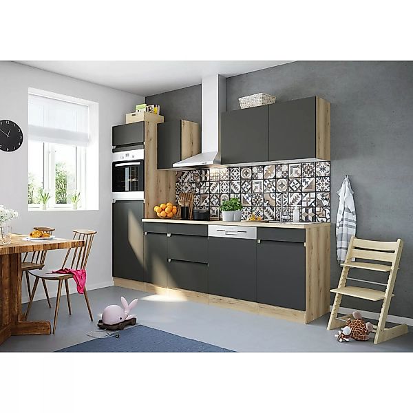 Optifit Küchenzeile OPTIkombi Noah420 ohne E-Geräte 270 cm Anthrazit/Wildei günstig online kaufen