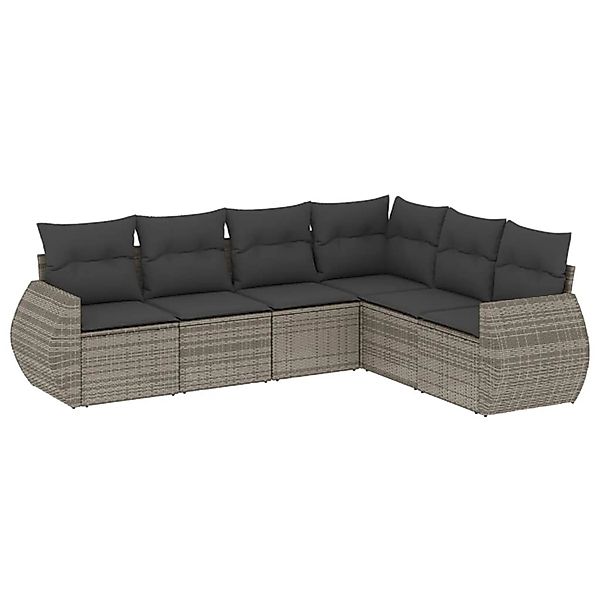 vidaXL 6-Tlg Garten-Sofagarnitur mit Kissen Grau Poly Rattan 3221409 günstig online kaufen